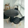 Mesa de Jantar Cone 100 Cm Tampo Redondo com Vidro Laqueado Preto - 3