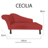 Recamier Cecília Estofado Direito com Pés Retrô Tabaco Veludo Vermelho - Mb Decor - 7