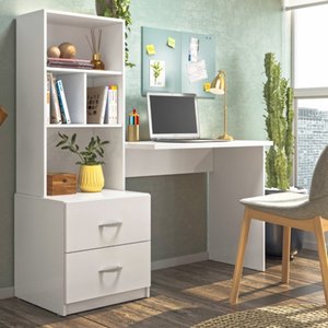 Escrivaninha Livreiro Lateral Office Cristal Branco Mobili