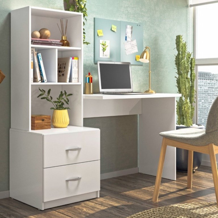 Escrivaninha Livreiro Lateral Office Cristal Branco Mobili