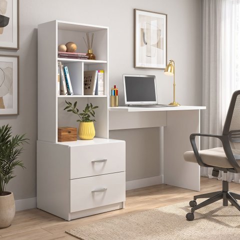 Escrivaninha Livreiro Lateral Office Cristal Branco Mobili
