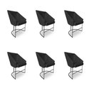 Ver imagem 1 de Kit 6 Poltronas Luxo Alana Suede Base Ferro Preto - Pallazio Cor:Preto