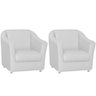 Kit 2 Poltronas Decorativa Biane Couro Branco Pés Cromado Ms Decor - 1