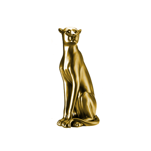 Escultura Obra de Arte Estátua Pantera Sentada Grande 60cm:dourado Brilho