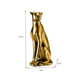 Escultura Obra de Arte Estátua Pantera Sentada Grande 60cm:dourado Brilho - 2