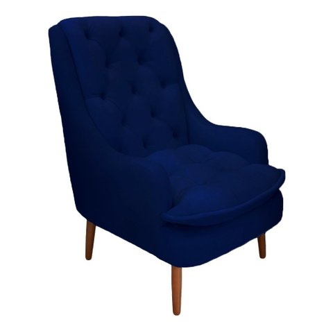 Poltrona Decorativa Lille Suede Azul Marinho Dominic Decor