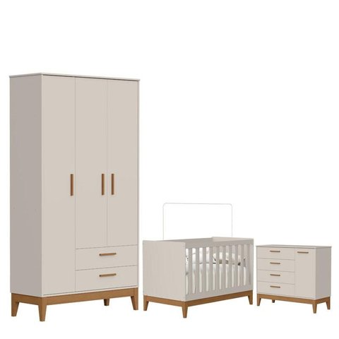 Quarto de Bebê Flip e Cômoda Sapateira Areia Acetinado - Reller
