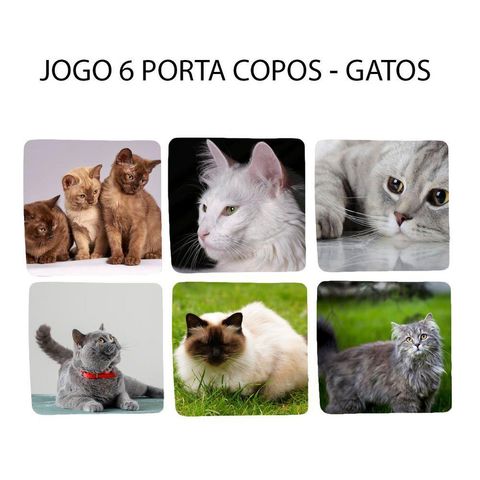 Jogo 6 Apoio De Chopp Linha Cat Presente Amantes De Gatos