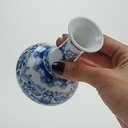 Ver imagem 4 de Vaso Decorativo de Cerâmica Azul 13x9x9cm Enfeite Sala Mesa Estante Aparador