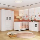Ver imagem 2 de Quarto de Bebê Completo com Berço Americano 3 em 1 Colchão Teddy Multimóveis Mp4660 Branco