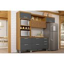 Ver imagem 1 de Kit Cozinha Modulada 3 Peças Princesa 1 Aéreo + Balcão + 1 Paneleiro C6p62 Freijó Grafite