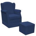 Ver imagem 1 de Poltrona de Amamentação com Balanço e Puff Elisa P02 Suede Azul Marinho - Lyam Decor