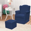 Ver imagem 2 de Poltrona de Amamentação com Balanço e Puff Elisa P02 Suede Azul Marinho - Lyam Decor