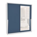 Ver imagem 2 de Guarda-roupa Casal Porto 2 Portas 2 Gavetas com Espelho Branco/azul - Politorno