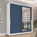 Ver imagem 1 de Guarda-roupa Casal Porto 2 Portas 2 Gavetas com Espelho Branco/azul - Politorno