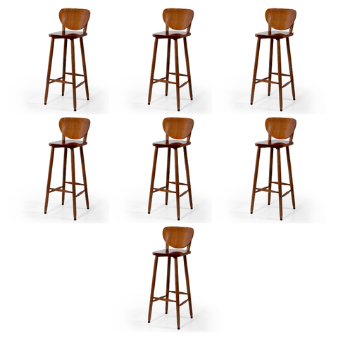 Conjunto 7 Banquetas Altas Bistrô de Madeira Lisboa:imbuia