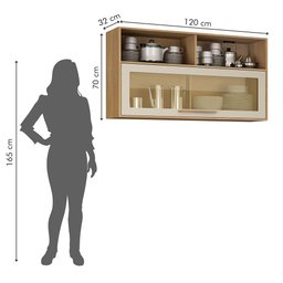 Armário Aéreo 120 cm com Vidro Salvador - 4