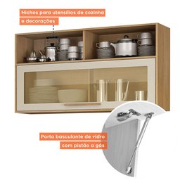 Armário Aéreo 120 cm com Vidro Salvador - 6