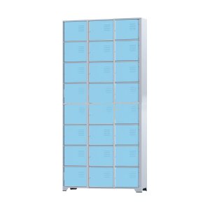 Armário Roupeiro De Aço 24 Portas Para Vestiário Academia Locker Azul Claro