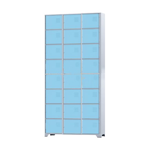 Armário Roupeiro De Aço 24 Portas Para Vestiário Academia Locker Azul Claro