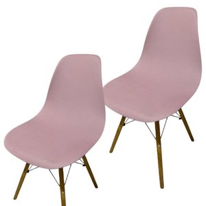 Kit 2 Capa de Cadeira Charles Eames Eiffel Pé Palito Malha Lisa:rosa