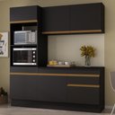 Ver imagem 2 de Armário de Cozinha Compacta 3 Peças com Rodapé Mp2177 Made Multimóveis Preto/dourado