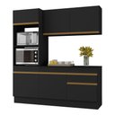 Ver imagem 1 de Armário de Cozinha Compacta 3 Peças com Rodapé Mp2177 Made Multimóveis Preto/dourado