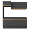 Ver imagem 5 de Armário de Cozinha Compacta 3 Peças com Rodapé Mp2177 Made Multimóveis Preto/dourado