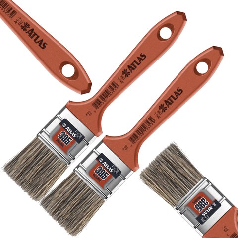 Pincel Trincha Média 38mm Cerdas Gris para Pintura Latéx e Acrílica | Atlas | Kit 02 Un
