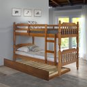 Ver imagem 1 de Conjunto Beliche torneado com Cama Auxiliar em Madeira Maciça Mv Outlet Mel