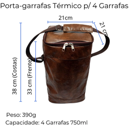 Maleta em Courino Boccati Porta 4 Garrafas Vinho Espumante:marrom - 3