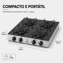 Ver imagem 3 de Fogão 4 Bocas Junior Glass Mesa Vidro 6mm Compacto e Trempes Esmaltadas Clarice