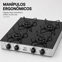 Ver imagem 5 de Fogão 4 Bocas Junior Glass Mesa Vidro 6mm Compacto e Trempes Esmaltadas Clarice