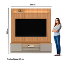 Ver imagem 2 de Rack Bancada com Painel para TV de até 75" 2 Gavetas Magnata Canela/Gris