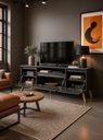 Ver imagem 3 de Rack para TV com Painel e Prateleira 150cm Retro MDF Grafite Dallas - On Móveis