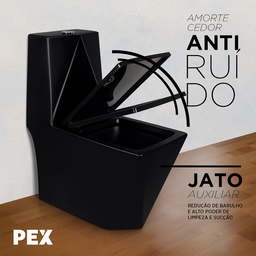 Vaso Sanitário Monobloco Preto Pex Maximus Produzido em Cerâmica - 7