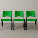 Ver imagem 1 de Kit 3 Cadeiras Iso Fixa Empilhável Escola Igreja Salão:verde