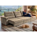 Ver mais imagens de Sofá Retrátil e Reclinável 3,90m com Molas e Espuma D33 Thunder Velusoft Bege Cama Inbox