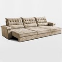 Ver imagem 1 de Sofá Retrátil e Reclinável 3,90m com Molas e Espuma D33 Thunder Velusoft Bege Cama Inbox