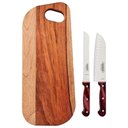 Ver imagem 1 de Kit para Frios Tramontina Polywood Lâminas Aço Inox Cabos Madeira Tratada Polywood Vermelho 3 Peç