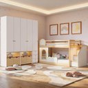 Ver imagem 1 de Guarda-Roupa Modulado Wave e Beliche Montessoriano com Janela New Garden Casatema MadeiraOriginals Branco/Marrom