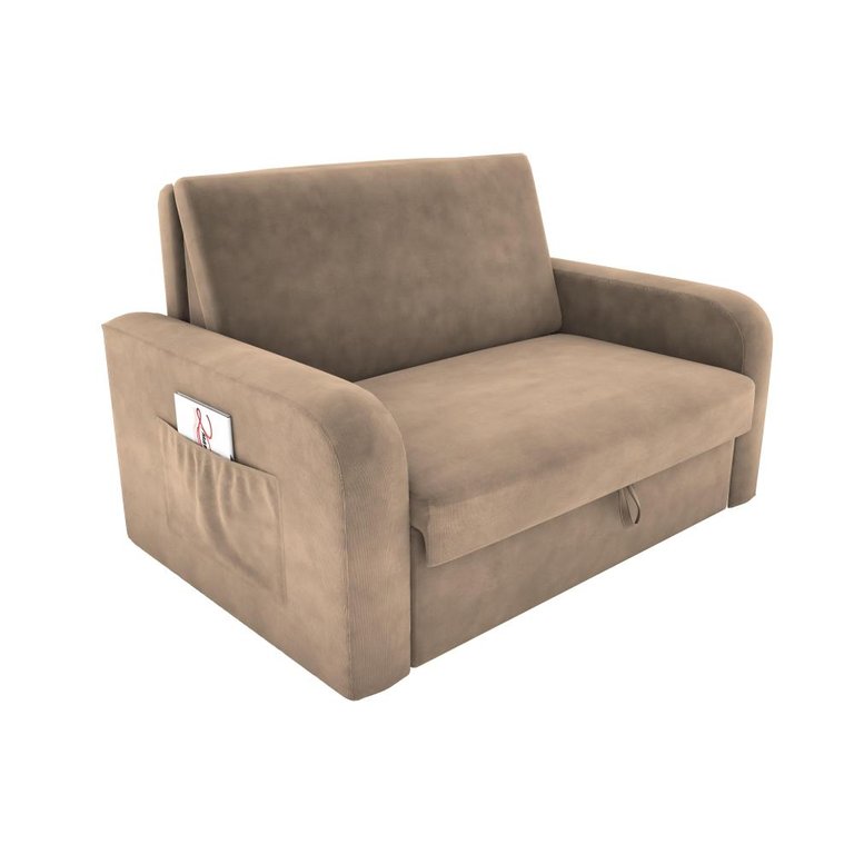 Sofá Cama Daiane 2 Lugares com Baú Suede Bege Matrix