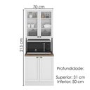 Ver imagem 3 de Paneleiro 4 Portas Vidro Nicho Microondas 213x70 Cm Unna Branco Poliman