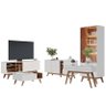 Sala de Estar Noronha Rack Buffet Cristaleira Aparador e Mesa de Centro Off White/freijó - Colibri - 1