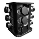 Ver imagem 1 de Porta Condimento Tempero Inox Preto 12 Potes Vidro Giratório