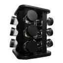 Ver imagem 3 de Porta Condimento Tempero Inox Preto 12 Potes Vidro Giratório