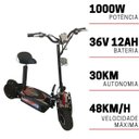 Ver imagem 4 de Patinete Elétrico 1000w Dobrável 48 Km/h Autonomia 30 Km até 115 Kg Led Preto Importway Iwpel1000w