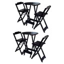 Ver imagem 1 de Kit 2 Jogos De Mesa Bistrô Dobrável Em Madeira Maciça Com 2 Banquetas Altas - Preto - Preto