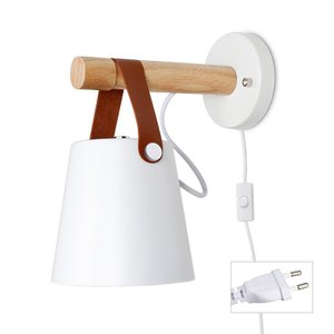 Arandela Luminária de parede em madeira moderna, design nórdico, lâmpada de parede com cabo interrup