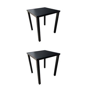 Kit 2 Mesas Tampo Ripado Quadrada 0.75x0.75m Alumínio Preta